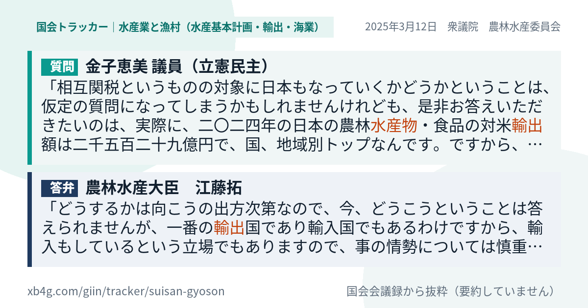 質問と答弁のカード