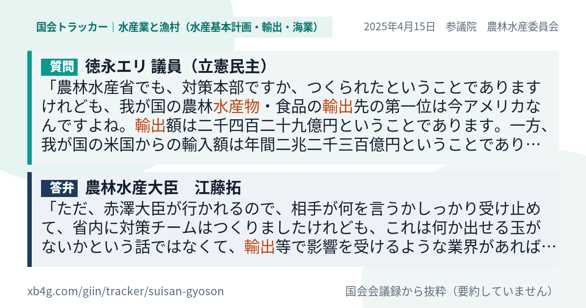質問と答弁のカード