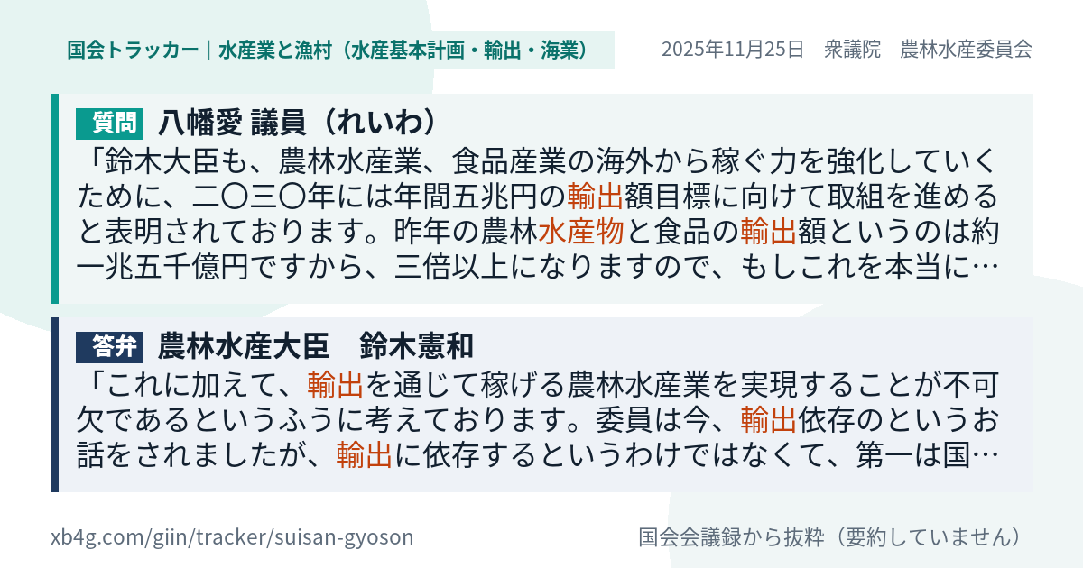 質問と答弁のカード