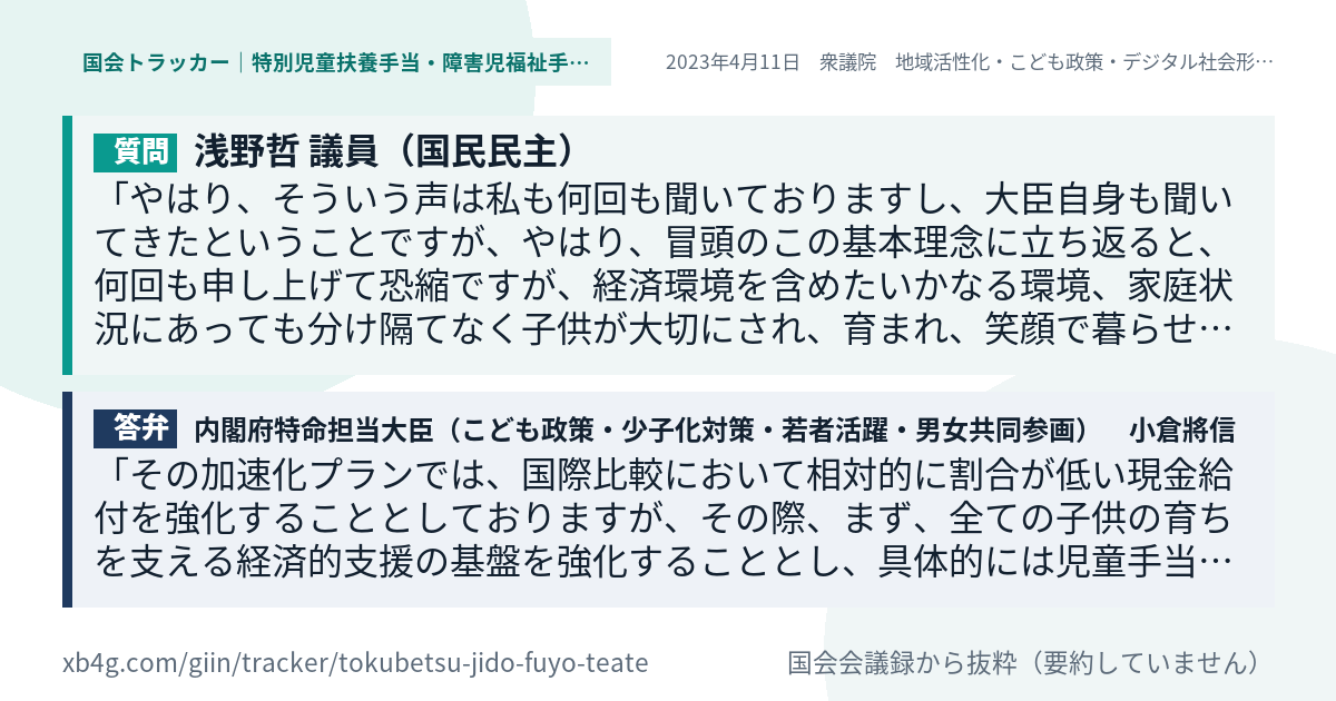 質問と答弁のカード