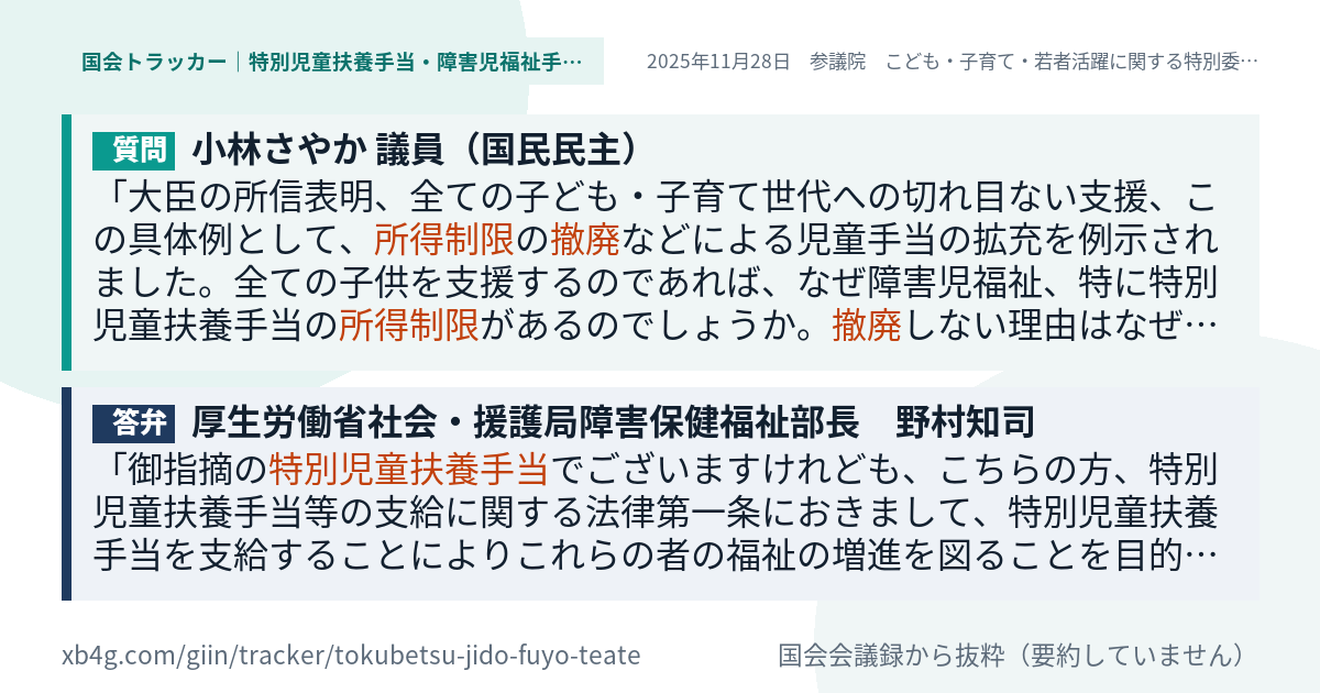 質問と答弁のカード