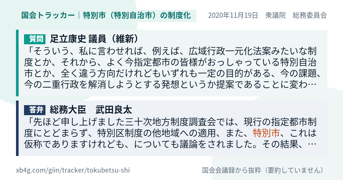 質問と答弁のカード