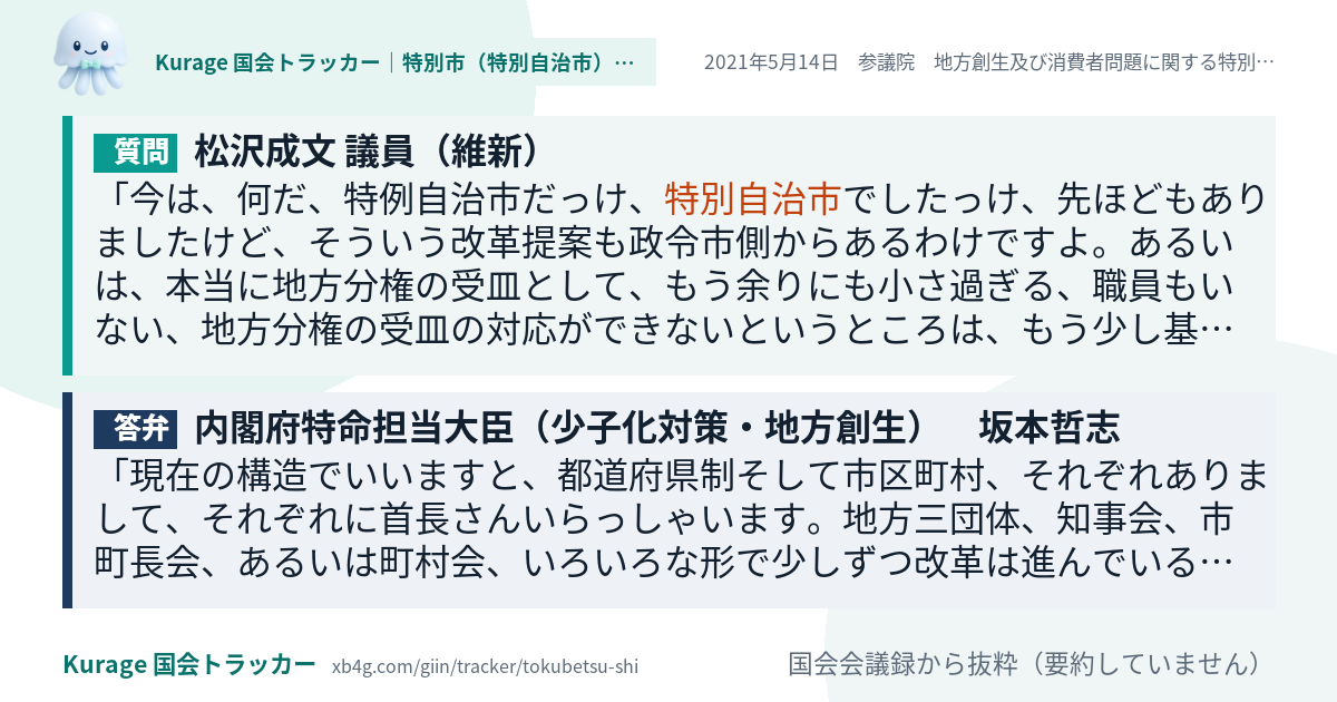 質問と答弁のカード