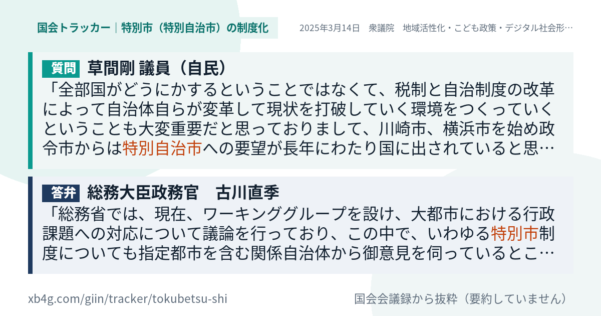 質問と答弁のカード