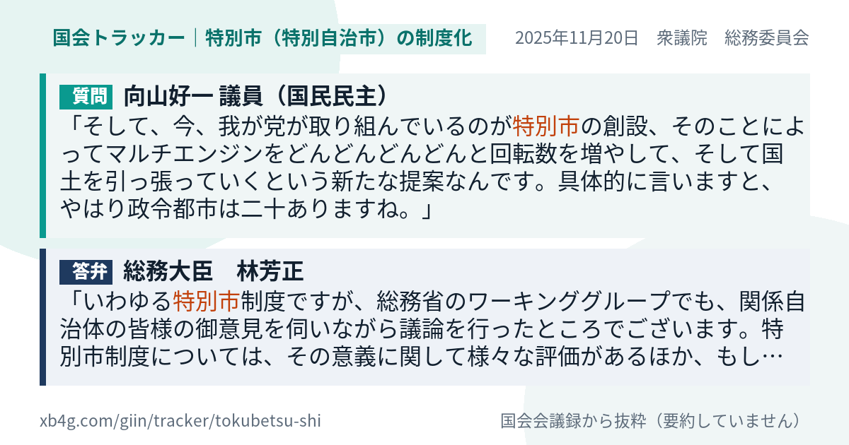 質問と答弁のカード