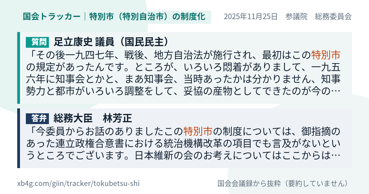 質問と答弁のカード