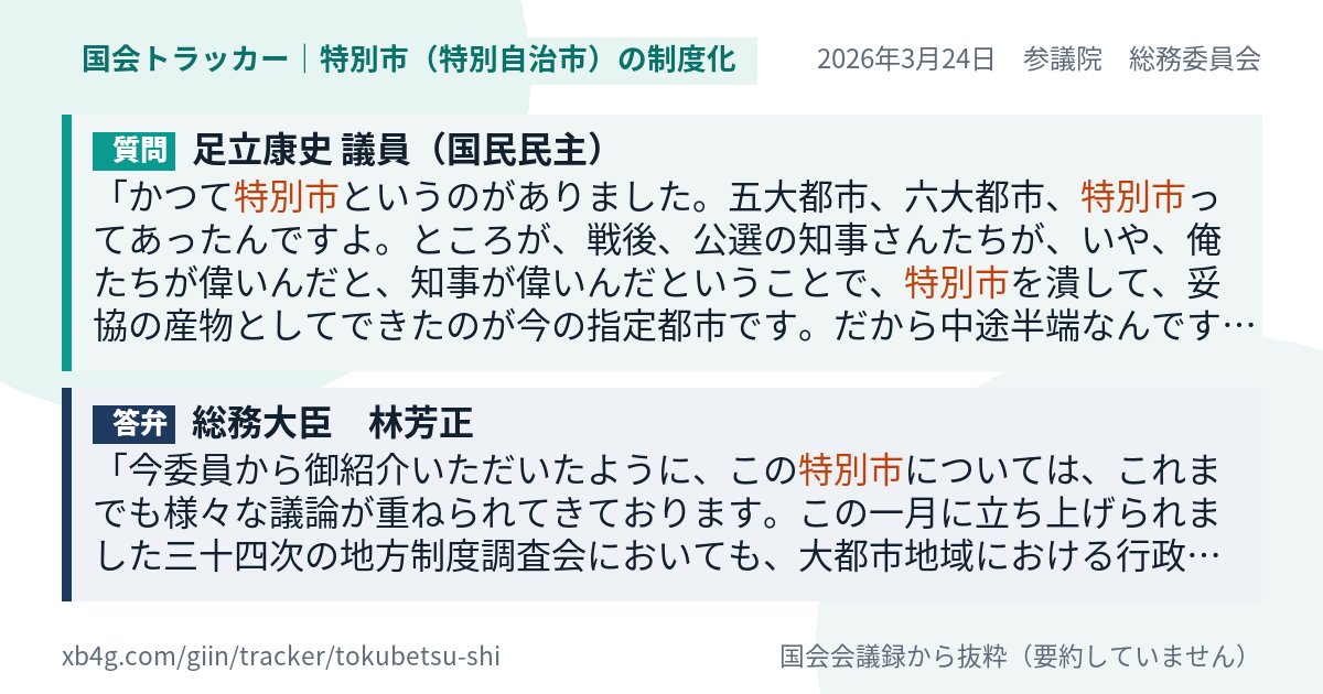 質問と答弁のカード