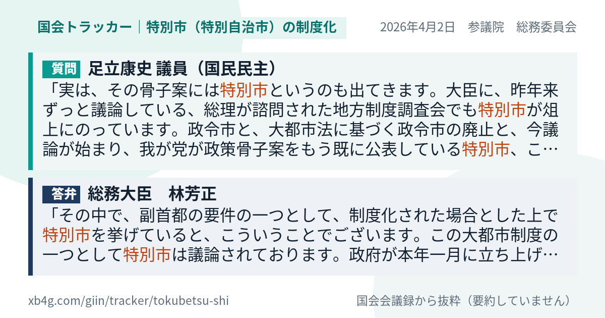 質問と答弁のカード