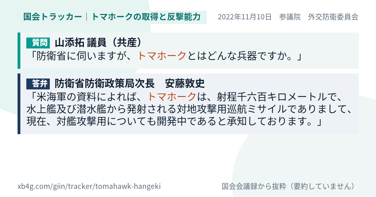 質問と答弁のカード