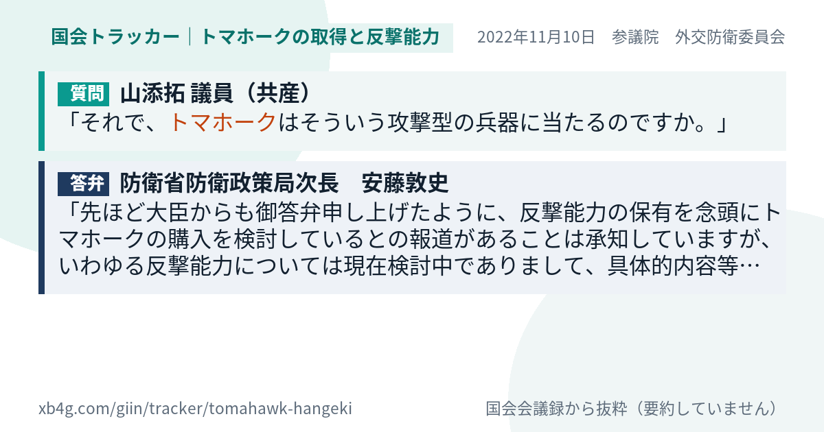 質問と答弁のカード