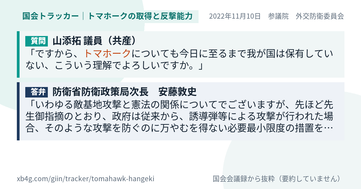質問と答弁のカード