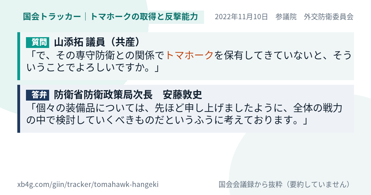 質問と答弁のカード