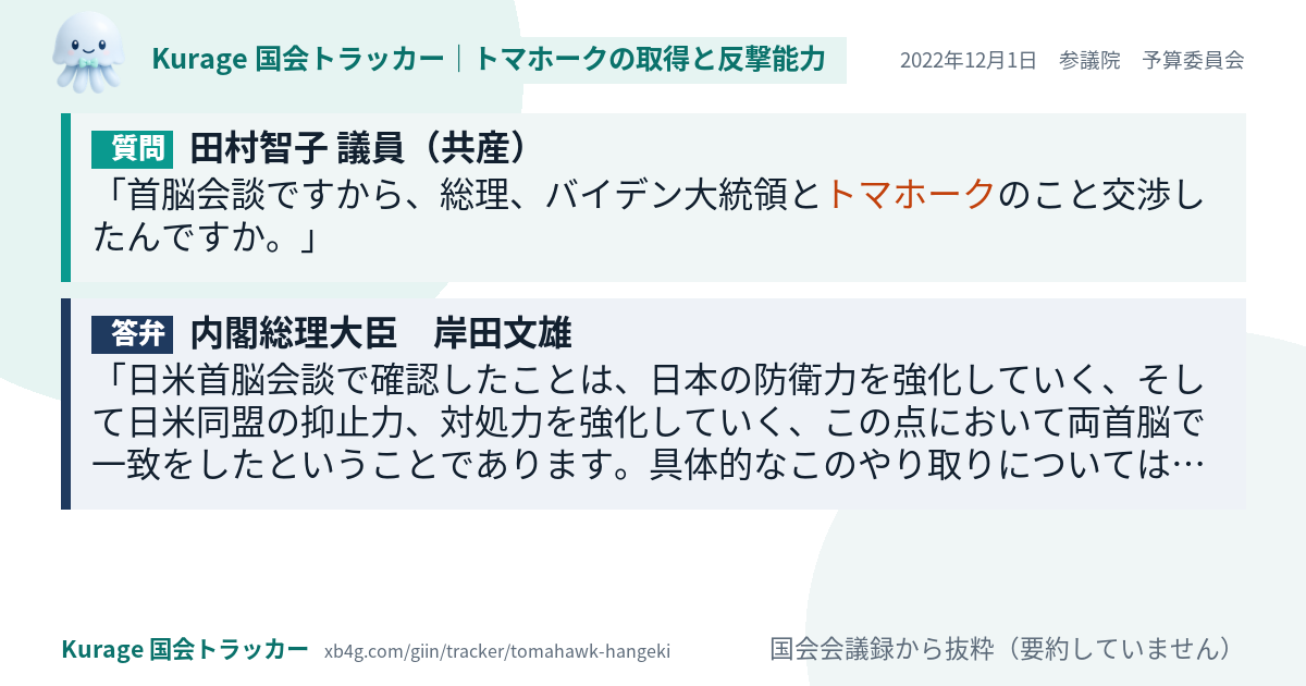 質問と答弁のカード