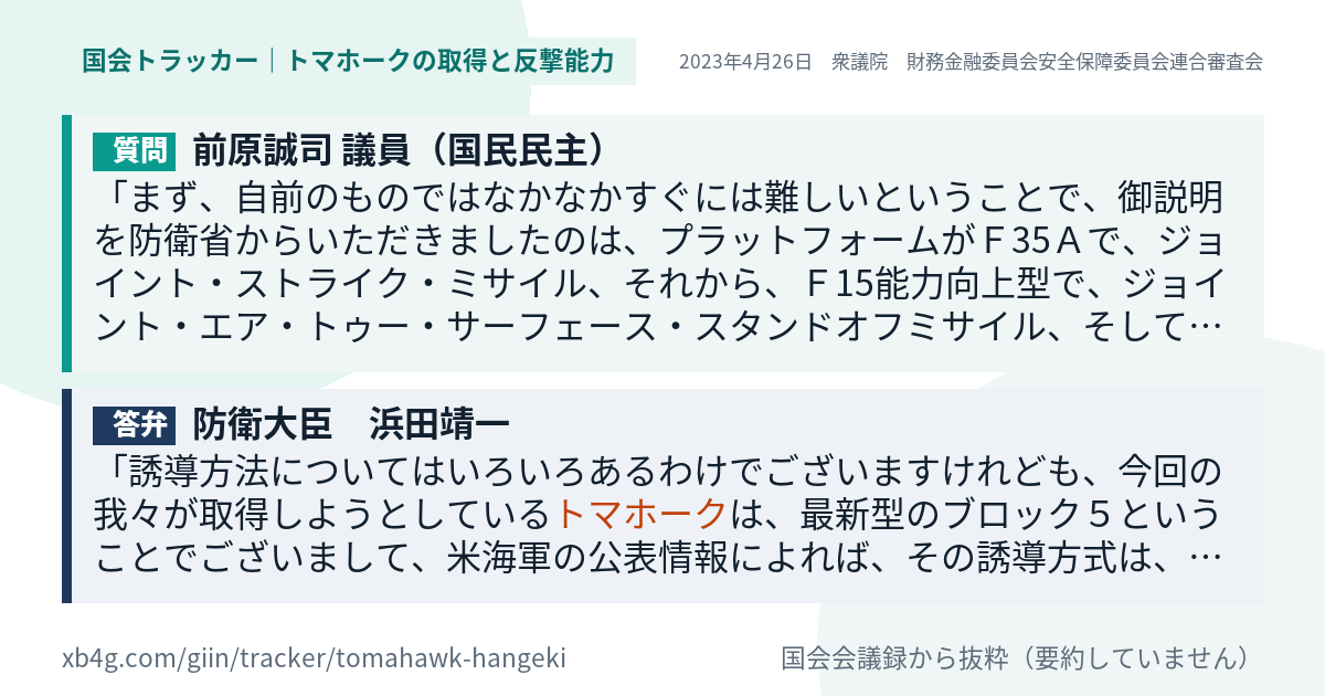 質問と答弁のカード