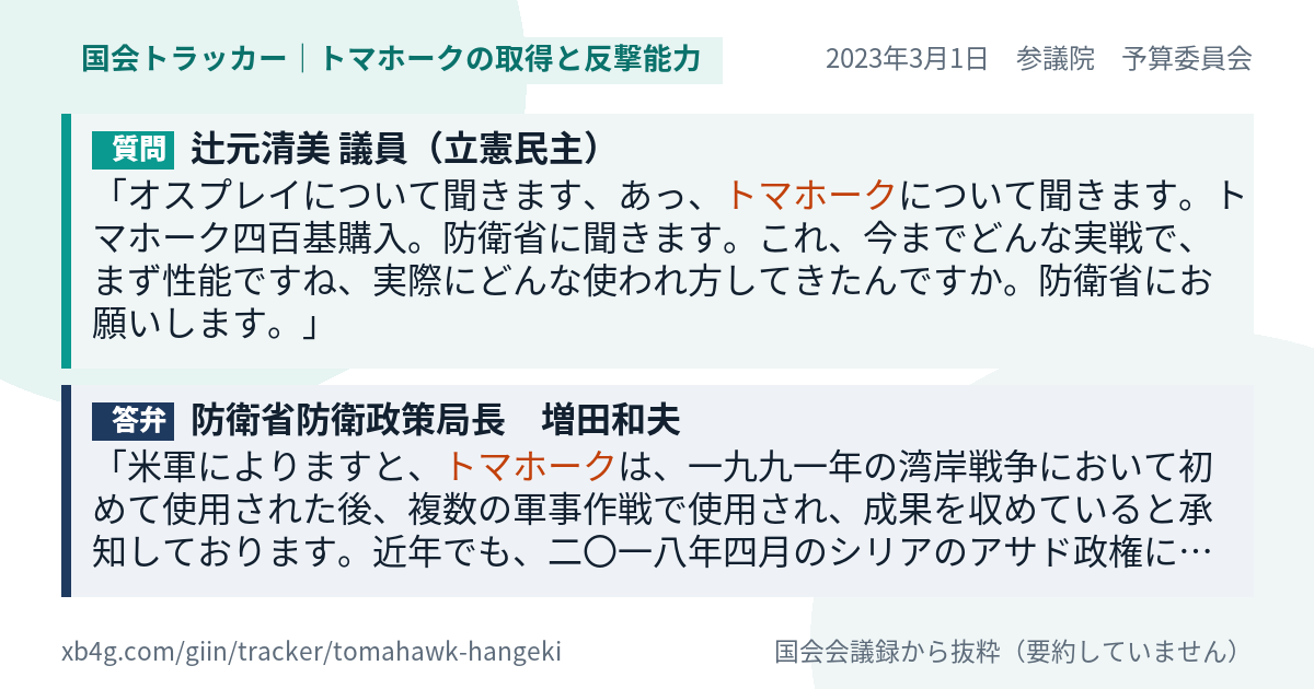 質問と答弁のカード