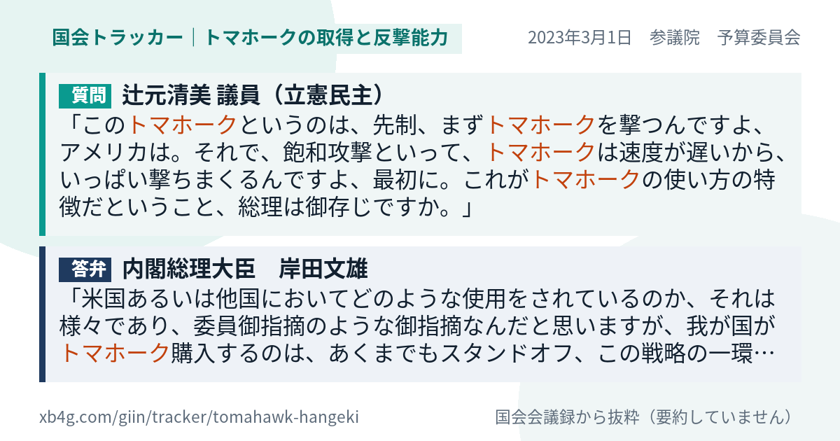 質問と答弁のカード