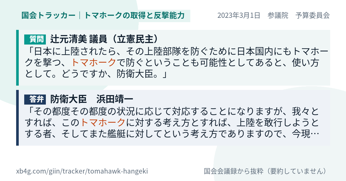 質問と答弁のカード