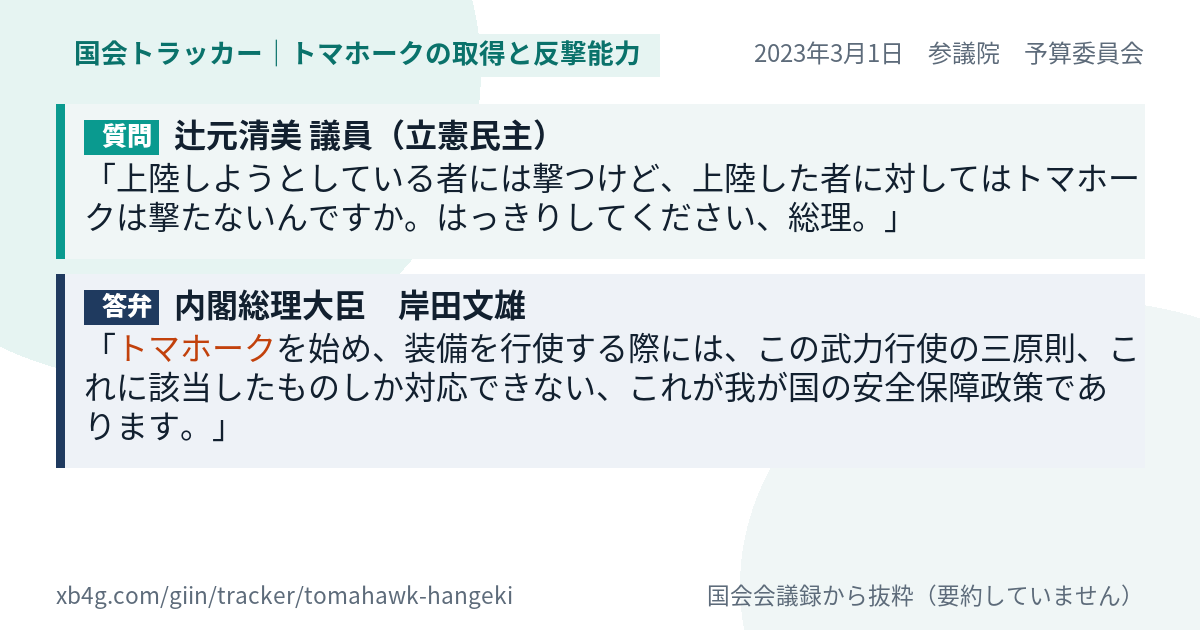 質問と答弁のカード