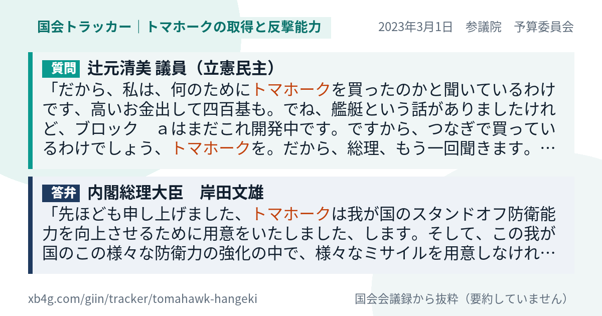 質問と答弁のカード