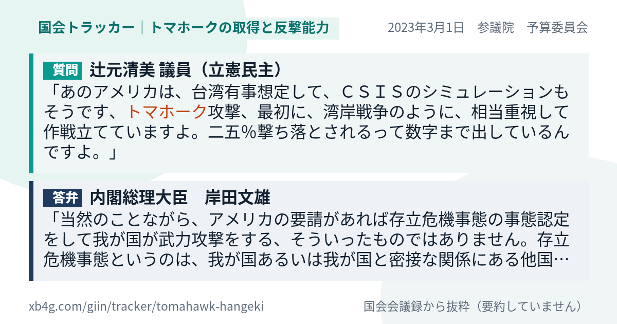 質問と答弁のカード