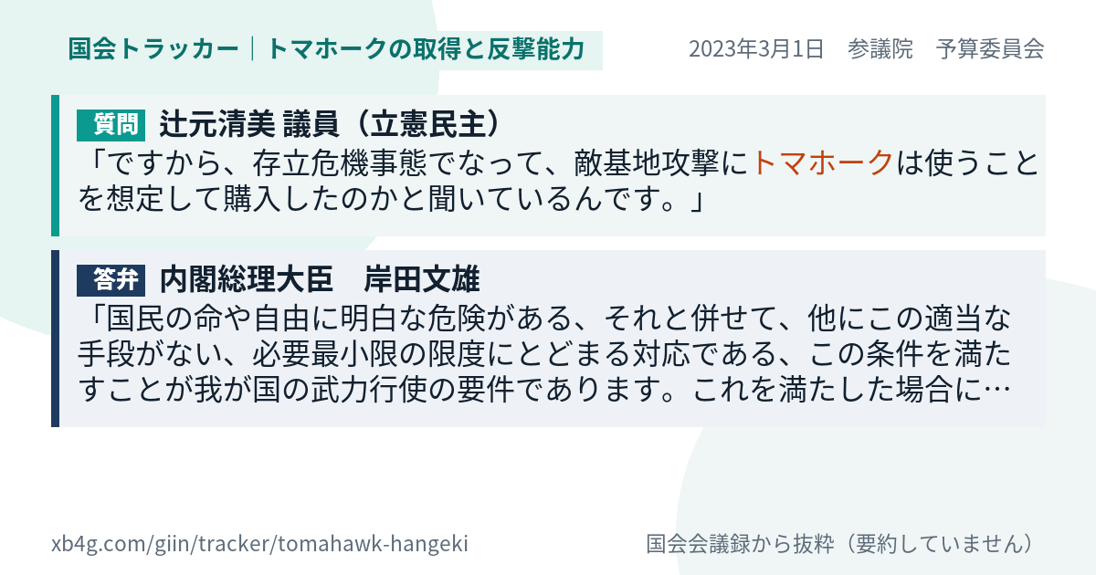 質問と答弁のカード