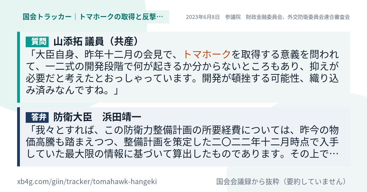 質問と答弁のカード