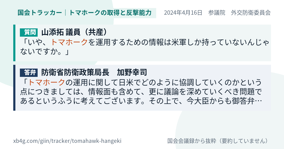 質問と答弁のカード