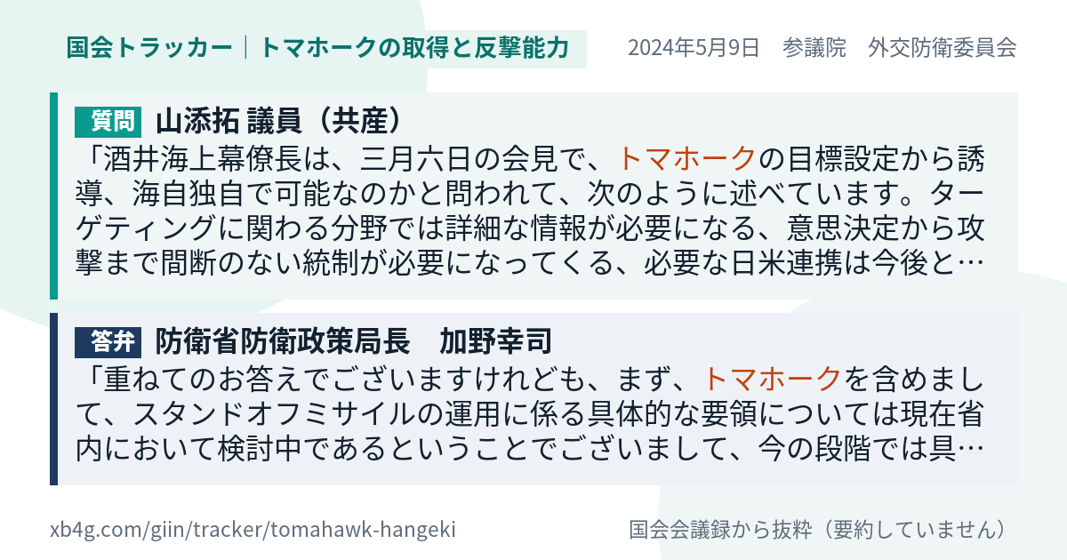 質問と答弁のカード