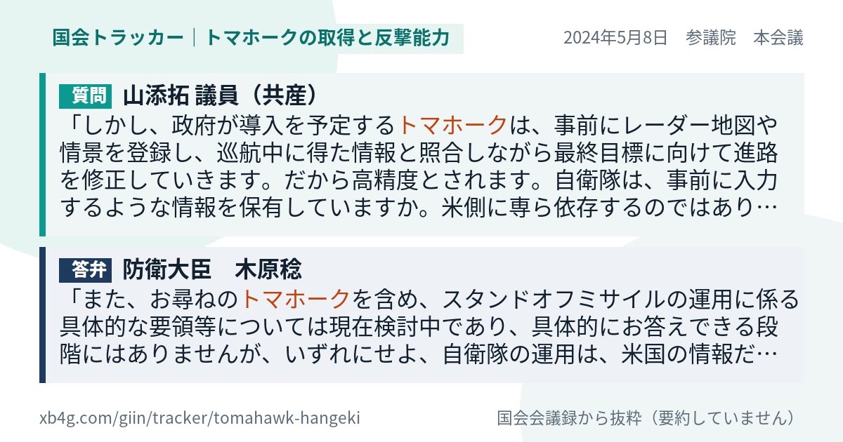 質問と答弁のカード