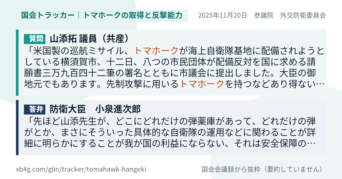 質問と答弁のカード