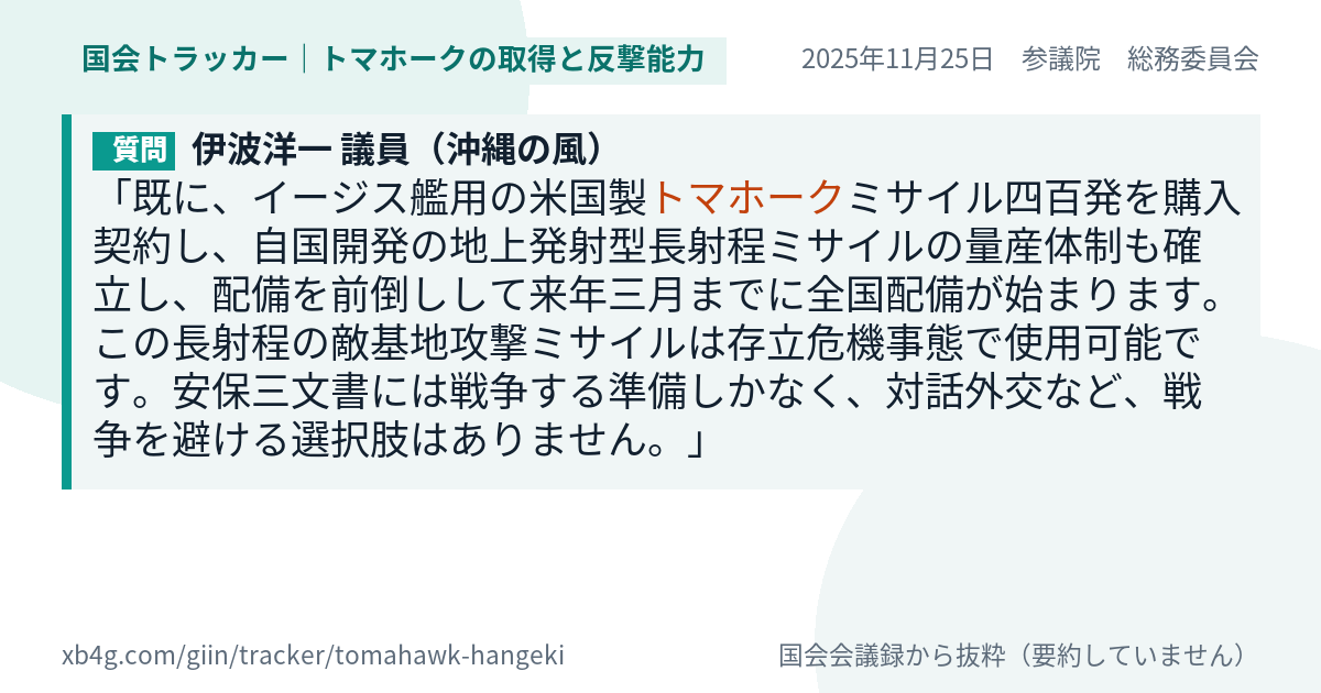 質問と答弁のカード