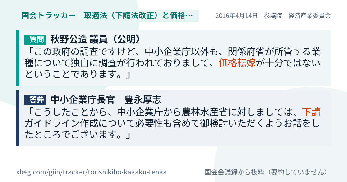 質問と答弁のカード