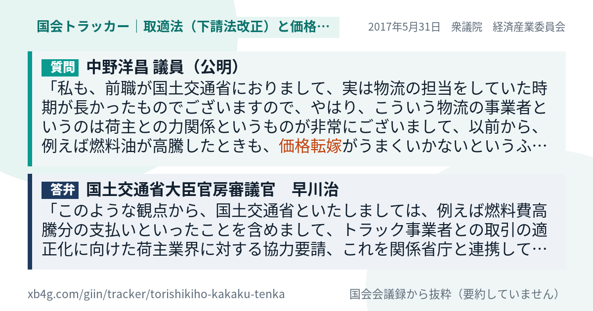 質問と答弁のカード