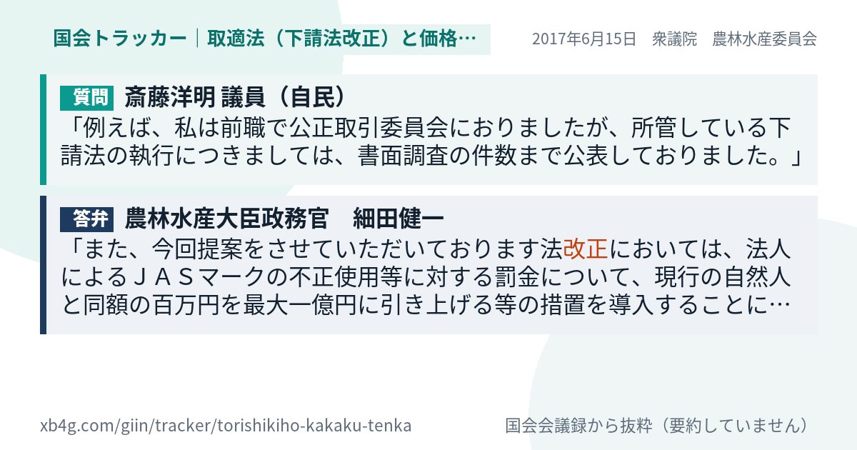質問と答弁のカード