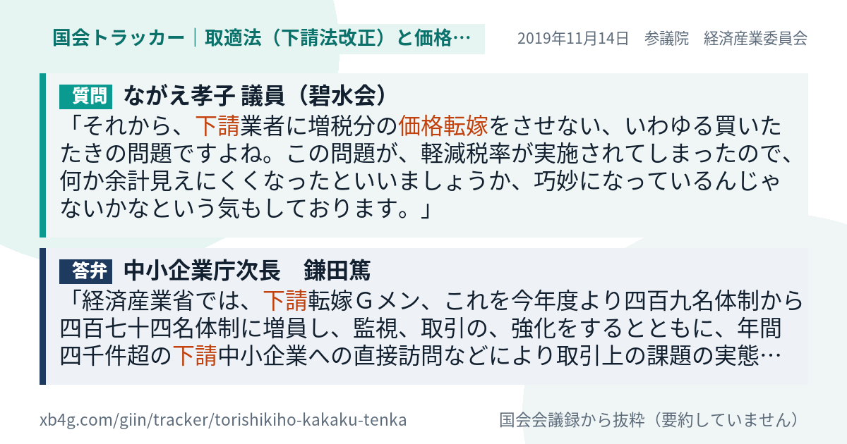 質問と答弁のカード