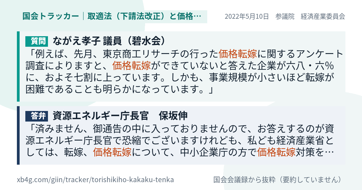 質問と答弁のカード