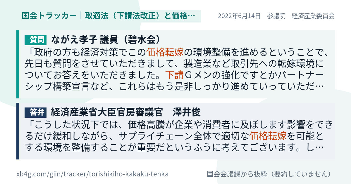 質問と答弁のカード