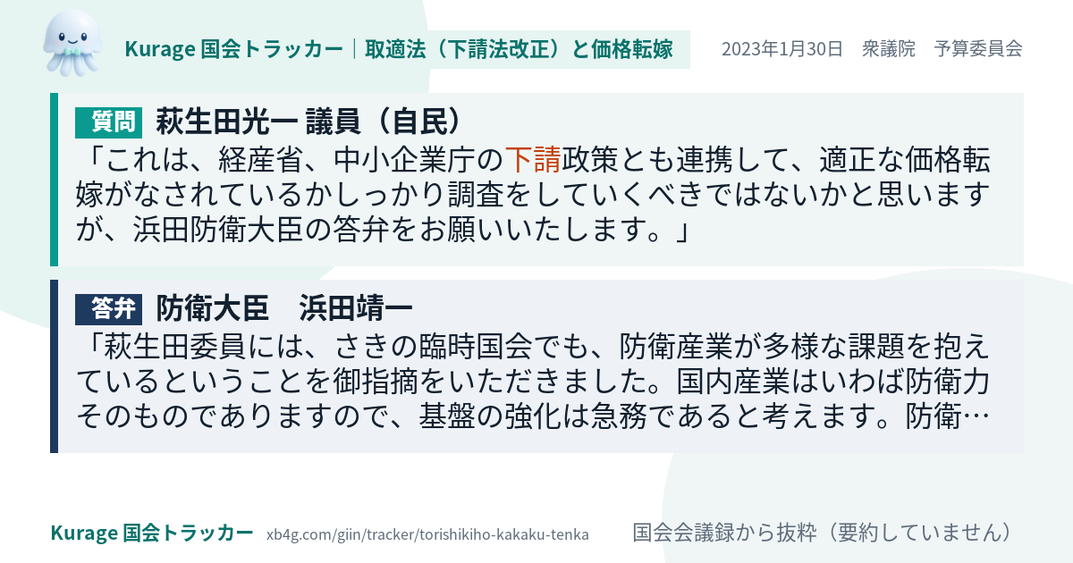 質問と答弁のカード