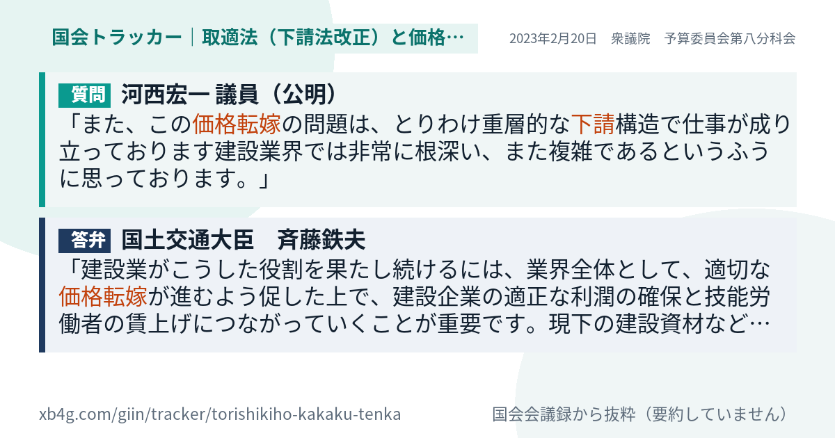 質問と答弁のカード
