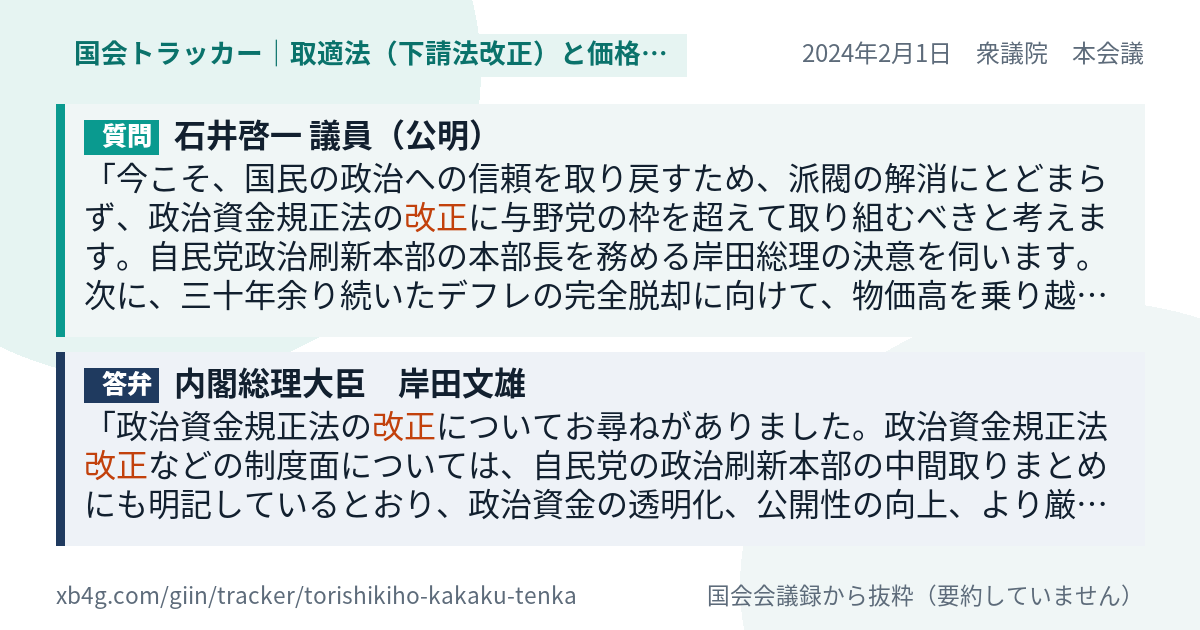質問と答弁のカード