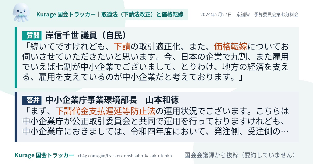 質問と答弁のカード