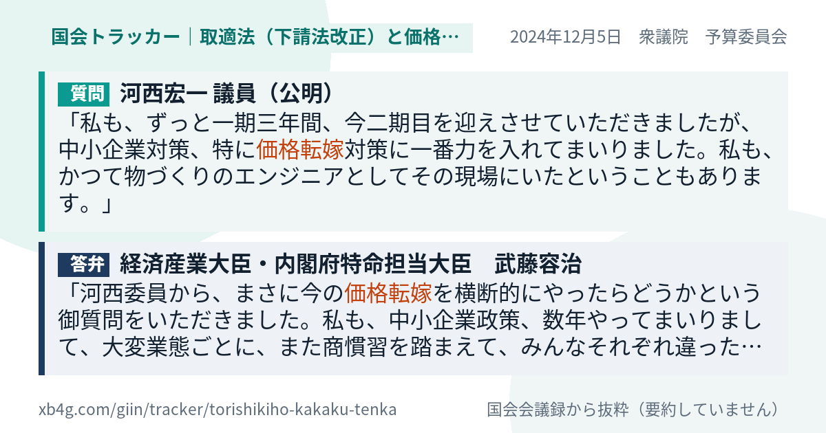 質問と答弁のカード