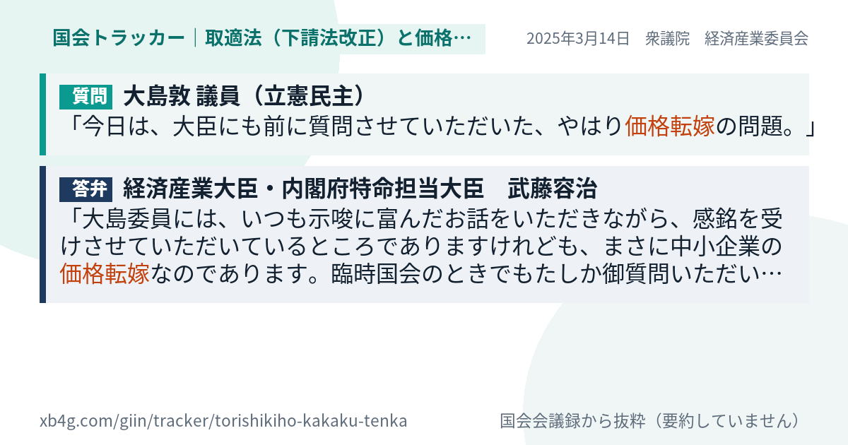 質問と答弁のカード