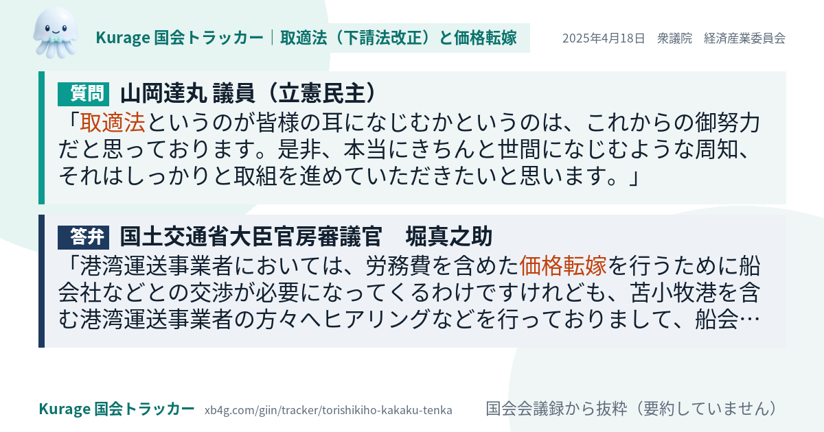 質問と答弁のカード