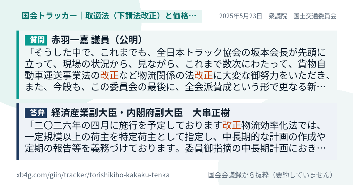 質問と答弁のカード
