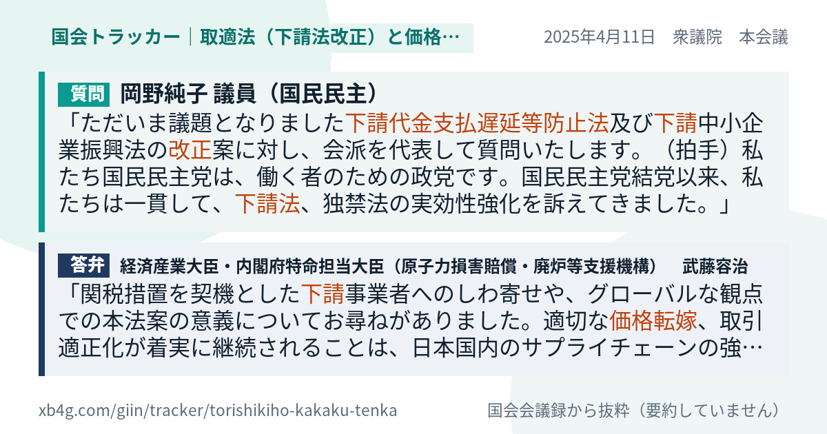 質問と答弁のカード
