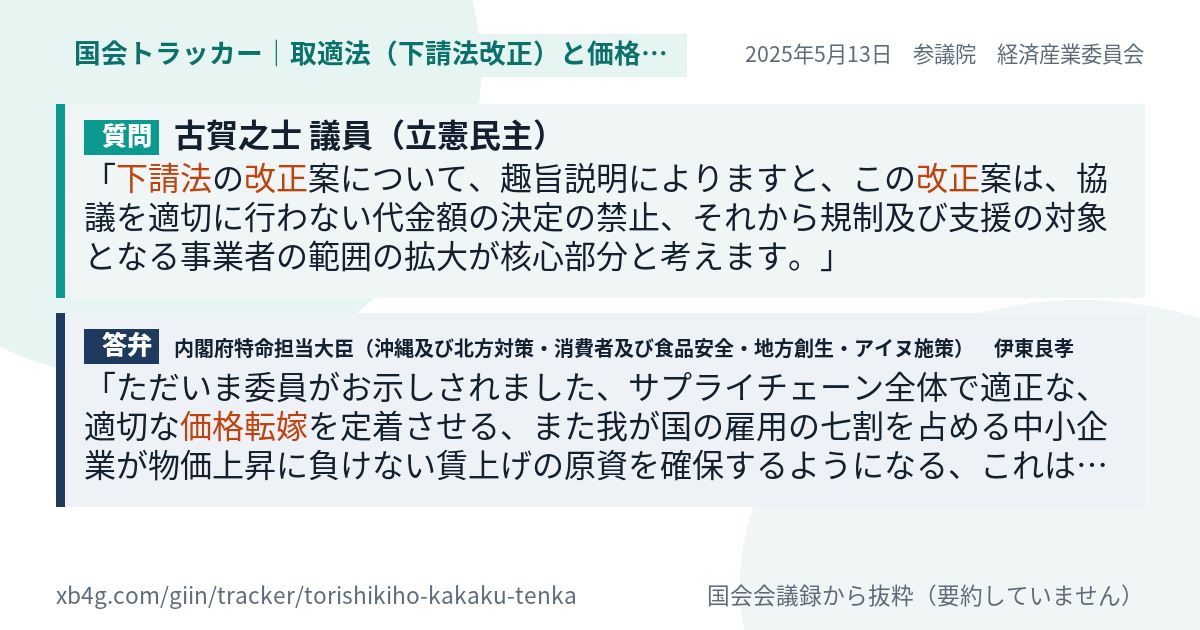 質問と答弁のカード