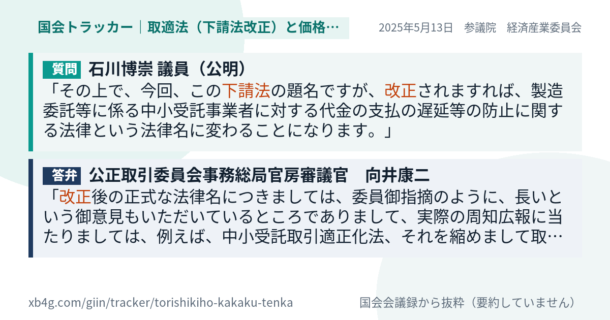 質問と答弁のカード