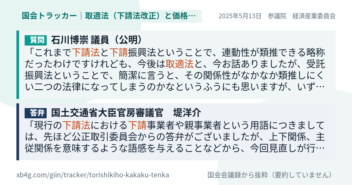 質問と答弁のカード