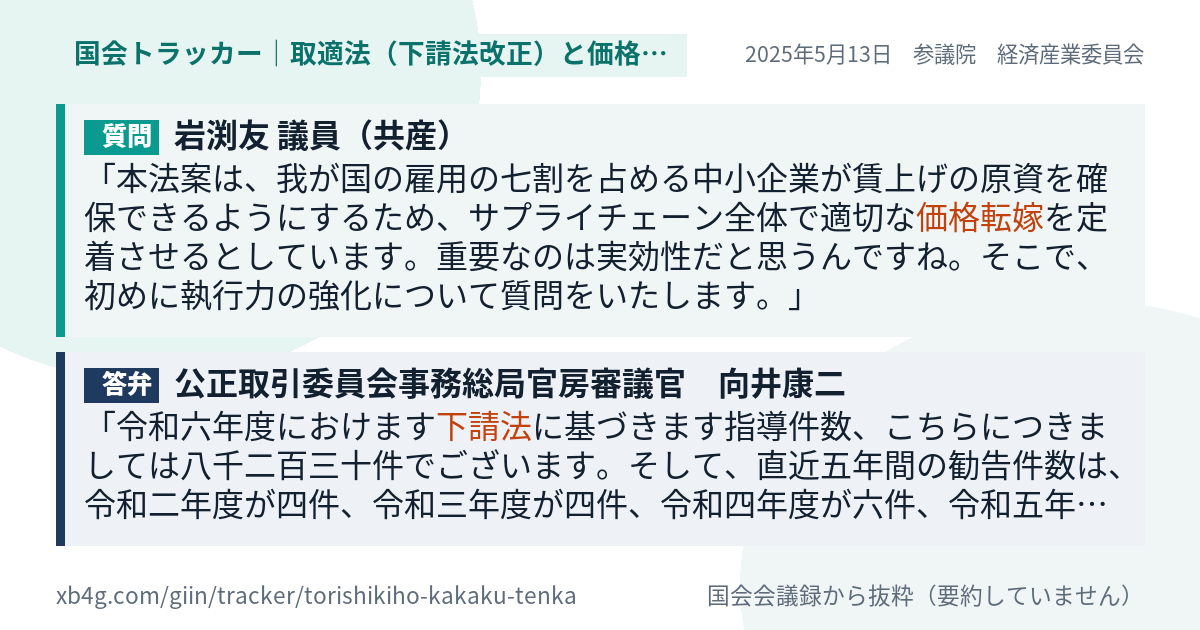 質問と答弁のカード